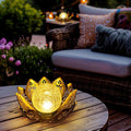GIGALUMI Solar Lights Outdoor Garden Decor, Adjustable Metal Petal Lotus Flower by GIGALUMI