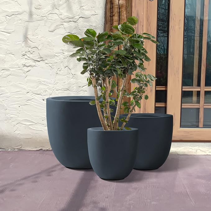 Kante 20", 13.4" Dia Round Concrete Planters, Outdoor Indoor Modern Decorative - Image 8