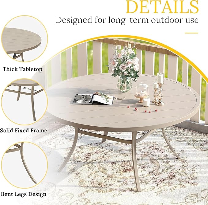 VICLLAX 53" Outdoor Round Patio Table - Image 4