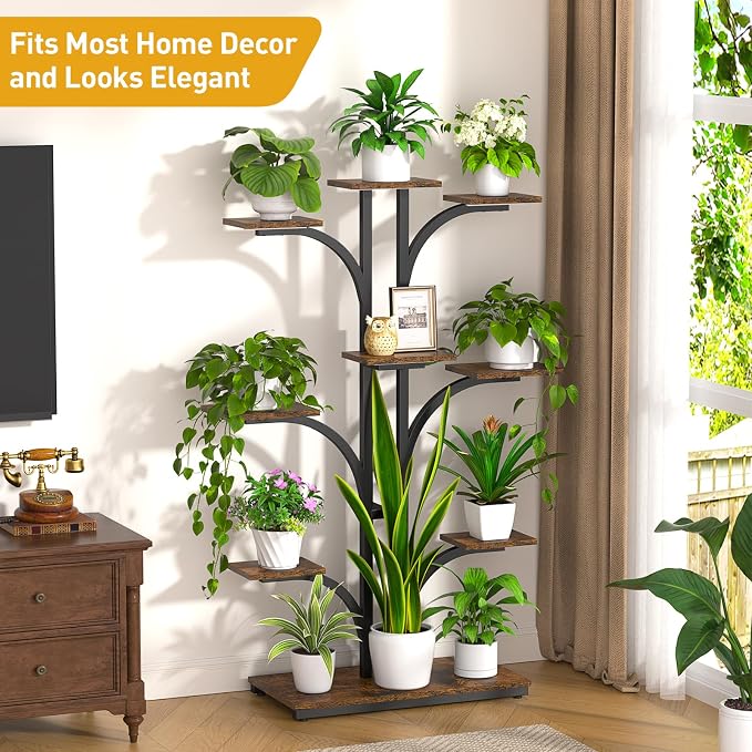 ikkle Plant Stand Indoor with Grow Lights, 9 Tiered Corner Plant Shelves - Image 6