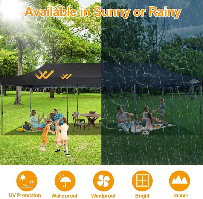 COBIZI 10x30 Pop Up Canopy Without Sidewall, Heavy Duty Canopy UPF 50+ All - Image 7