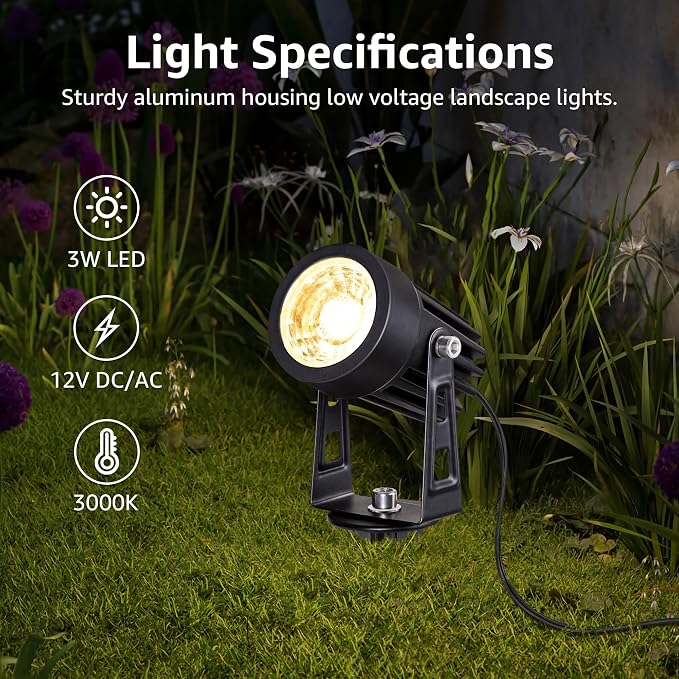SUNVIE 3W Low Voltage Landscape Lighting LED Landscape Spotlights - Image 2