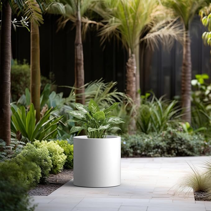 Kante 15.7" Dia Round Concrete Planter, Modern Style Large Cylindrical Plant Pot - Image 3