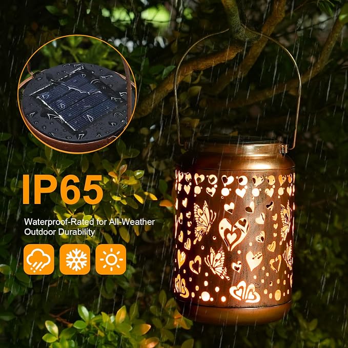 Solar Lanterns Outdoor, Love Mom Lantern Garden Decor Waterproof Decor Light - Image 4