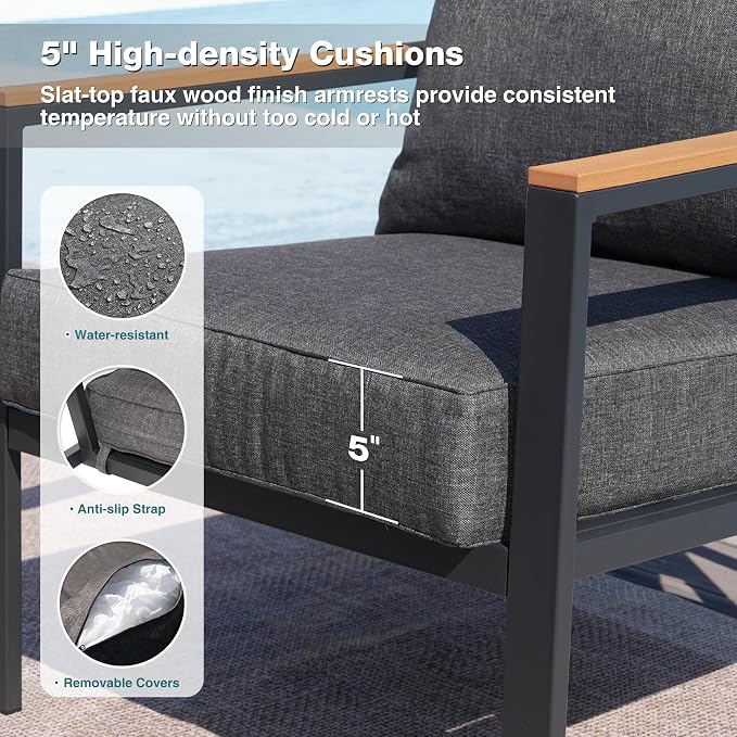 Patio Furniture Set, 4 Pieces Outdoor Furniture Patio Conversation Set - Image 4