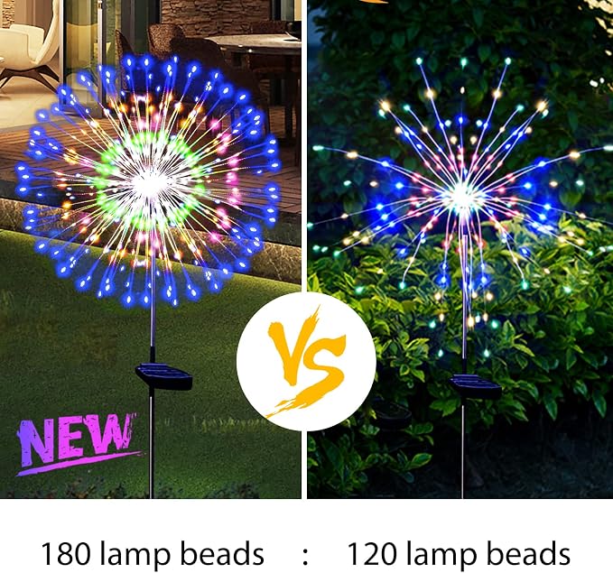 Solar Garden Firework Lights Outdoor Waterproof 2 Pack Solar Powered Art Stake - Image 5