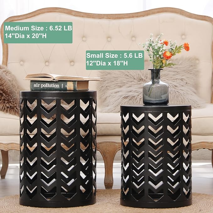 Y&M Set of 3 Metal Round Coffee Accent Table, Side Table End Table - Image 5