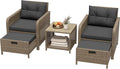 LHBcraft Balcony Furniture 5 Piece Wicker Patio Furniture Set, Outdoor by LHBcraft-US