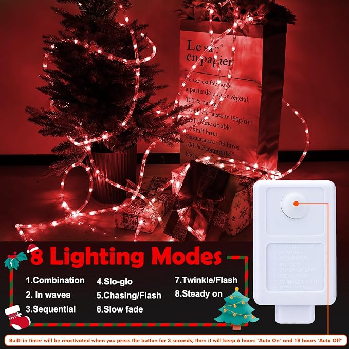 200ft LED Rope Lights Outdoor, 1440 LED Flexible Tube Lights - Image 3