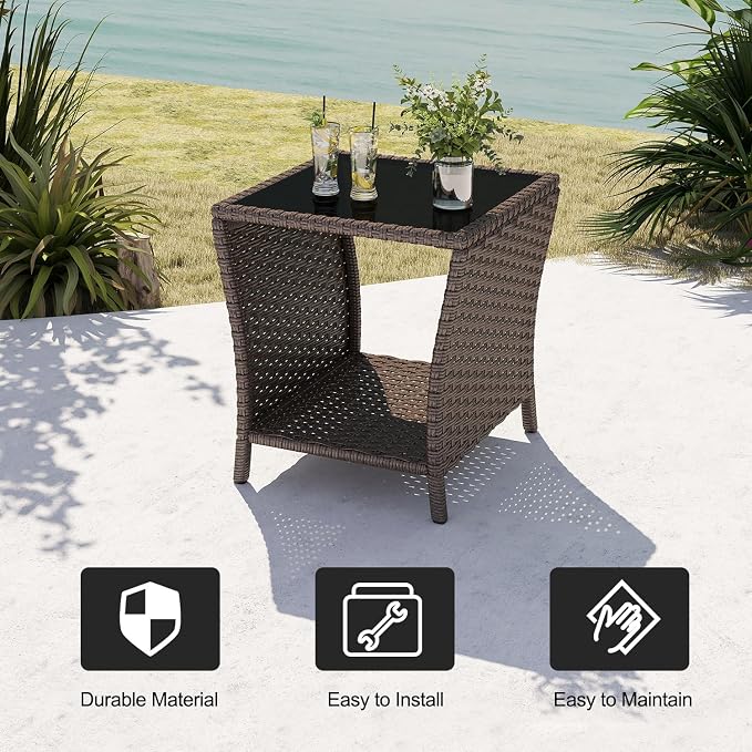 kinbor Outdoor Wicker Side Table - Image 7