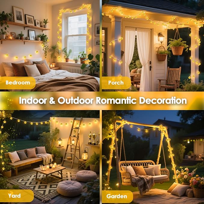 Moroccan String Lights Outdoor Battery Operated, 60 LED 36 FT Globe Fairy Lights - Image 6