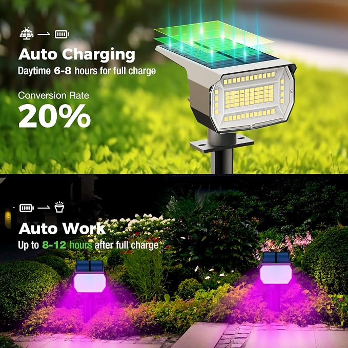 nipify 4 Pack Solar Spot Lights Outdoor, Solar Powered Waterproof Spotlight - Image 2