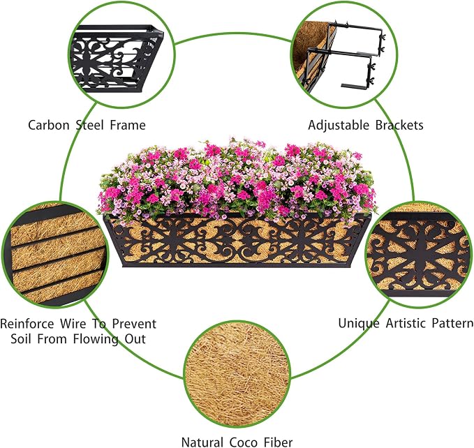 6 Pack 24 Inch Window Boxes Planters Railing Planter Box - Image 4