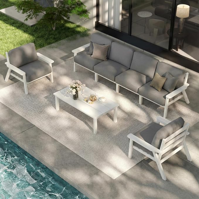 Patio Furniture Set 7 Seats, HDPE Outdoor Sectional by PatioKingdom