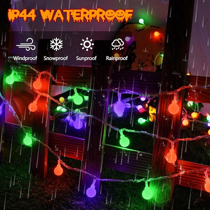 Connectable Orange Purple and Green Halloween Lights Outdoor Indoor - 43FT - Image 2