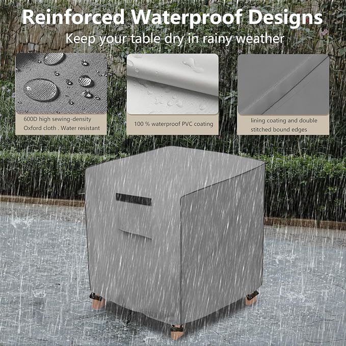 okcool Patio Wicker Side Table Cover, Waterproof Square Patio Small Side Table - Image 5