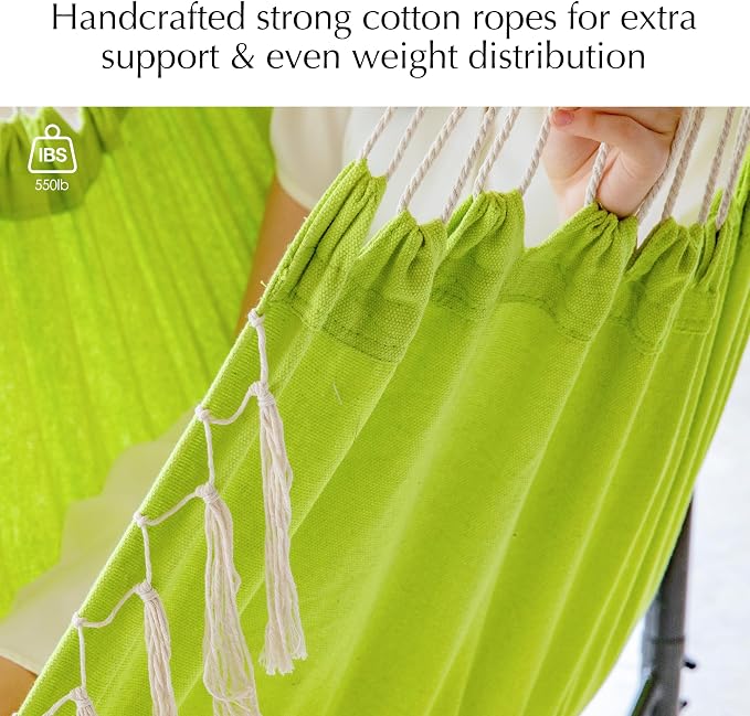 PNAEUT Hammock Chair with Tassel Hanging Rope Swing - Image 2