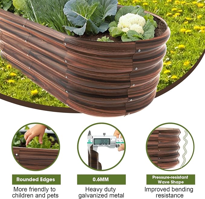 4x2ft Oval Galvanized Raised Garden Bed Kits 16" Tall Outdoor Large Metal - Image 4