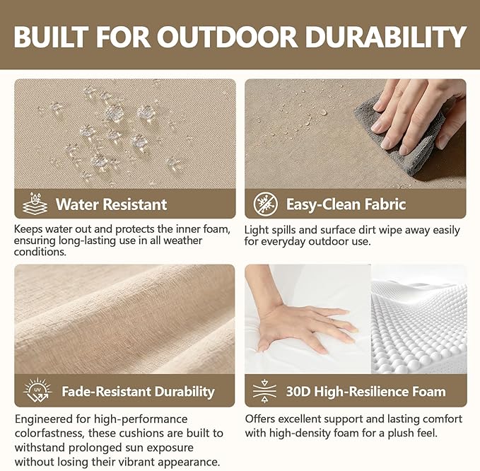 Goodgoods 24 x 24 Sunbrella Outdoor Patio Deep Seat Cushions 2-Pack, - Image 4
