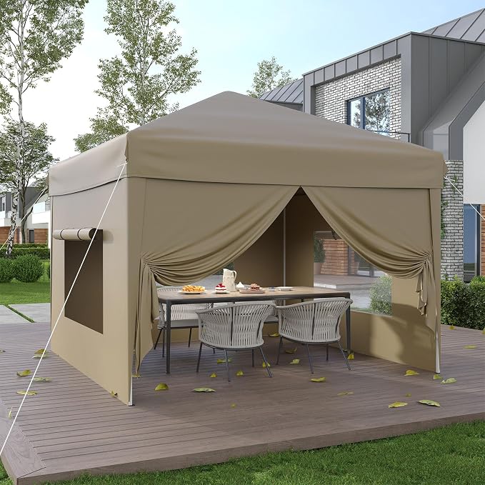 10x10 Pop Up Canopy Tent with 4 SideWalls, Easy Up Canopy with 3 Adjustable - Image 8