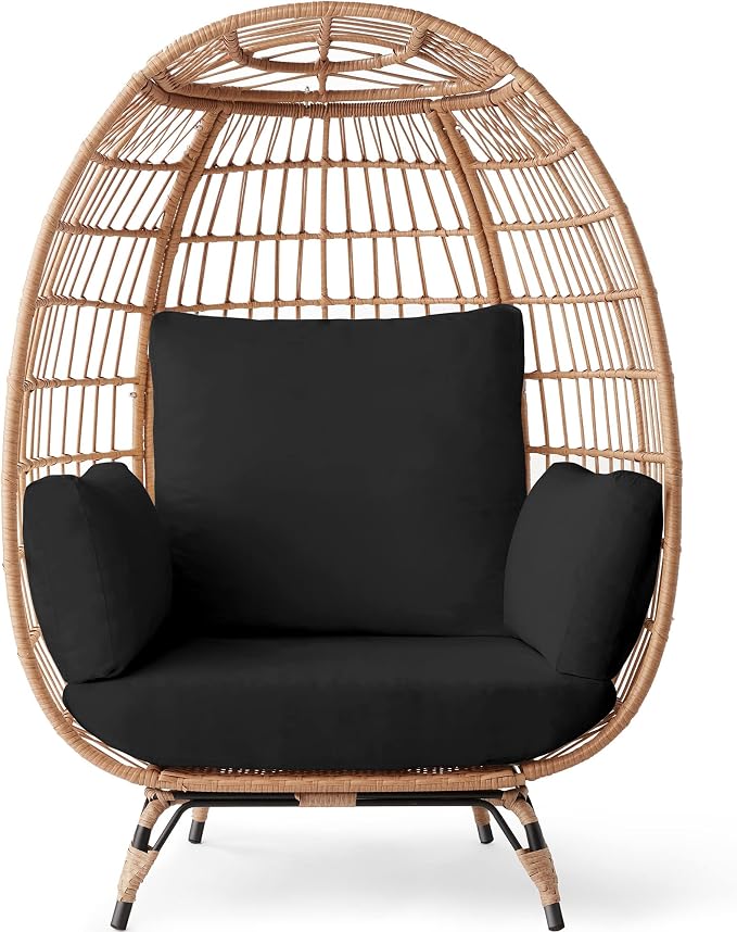 Best Choice Products Wicker Egg Chair, Oversized Indoor Outdoor Lounger by BestChoiceProducts