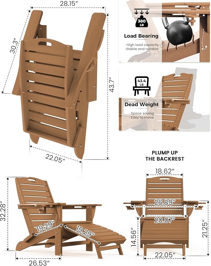Ciokea Folding Adirondack Chair Set of 4 - Image 3