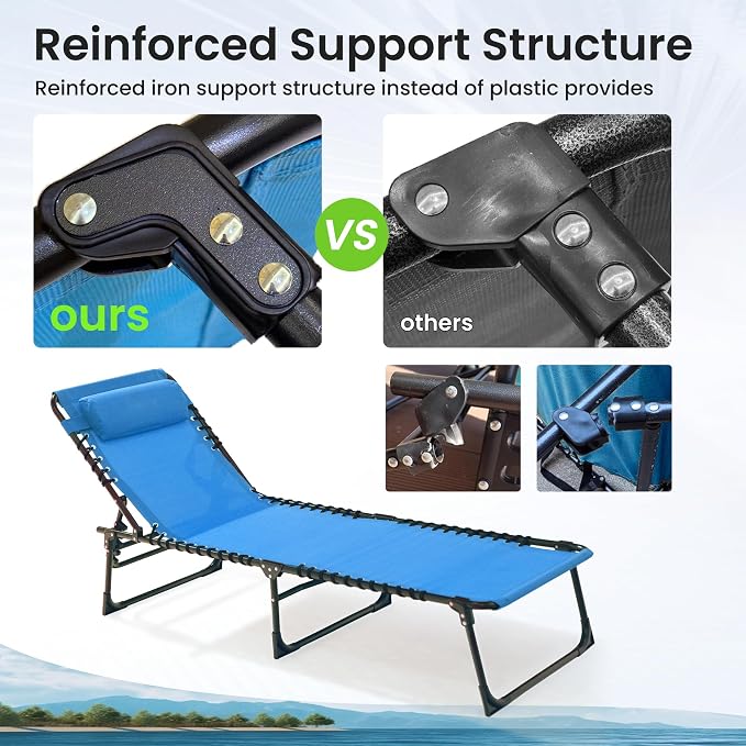 Folding Chaise Lounge Chair - 400lb Capacity - Image 6