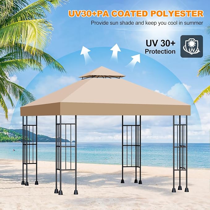 10x10 Canopy Replacement Top Cover Canopy Top Replacement Double Layer Vented - Image 5