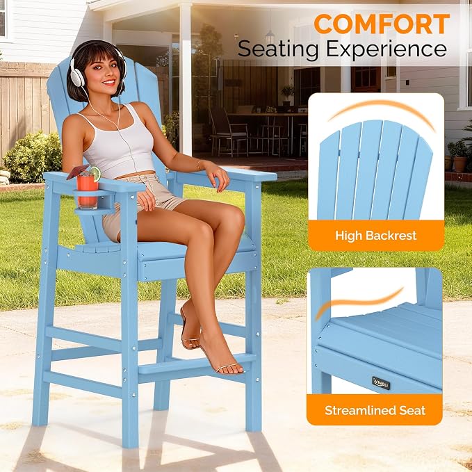 VINGLI Tall Adirondack Chair, All-Weather Plastic Adirondack Chair - Image 5