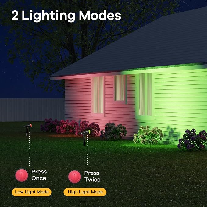Consciot Solar Color Changing Outdoor Spotlights, 7 Lighting Modes Outside - Image 5