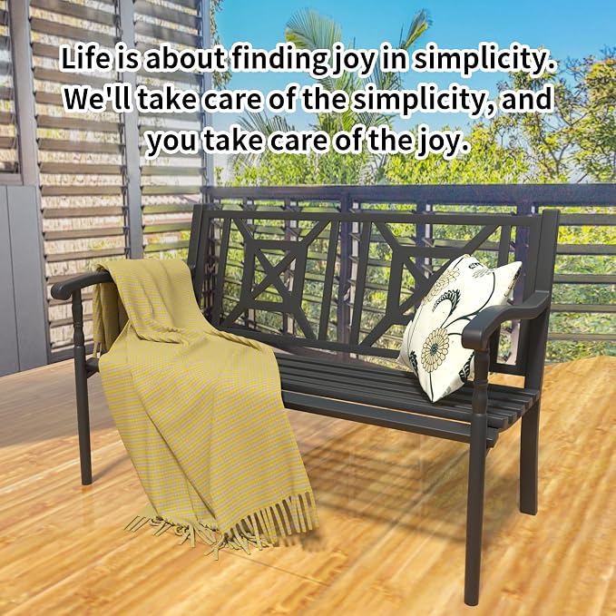 YLGJ&TIDY 50 Inches Patio Bench Outdoor Metal Bench - Image 7