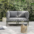 Sundale Outdoor 2 Pieces Metal Patio Furniture Set, Outdoor Sectional Sofa w/6 by SundaleOutdoor