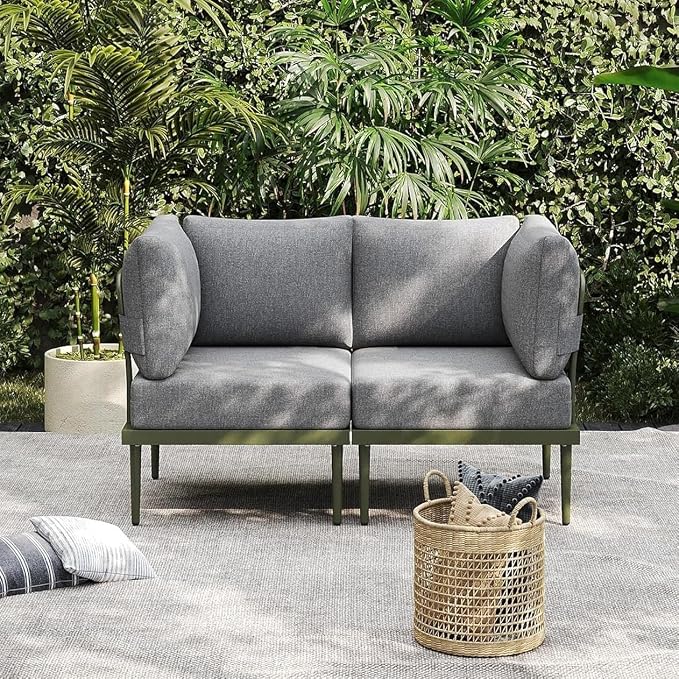 Sundale Outdoor 2 Pieces Metal Patio Furniture Set, Outdoor Sectional Sofa w/6 by SundaleOutdoor