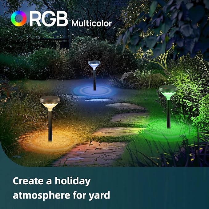 Linkind Solar Pathway Lights 8 Pack, Color Changing Solar Lights Outdoor - Image 5