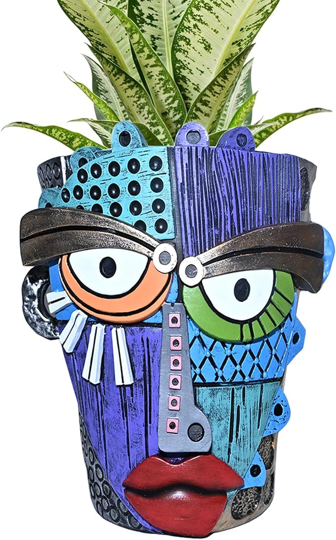 Abstract Face Planter Pots for Plants, Hand-Painted Colorful Flower Pots by Midogaigai