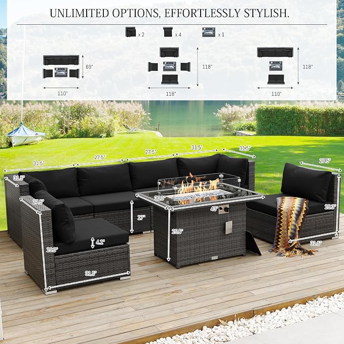 BULEXYARD 7 Piece High Back Outdoor Furniture Set - Image 4