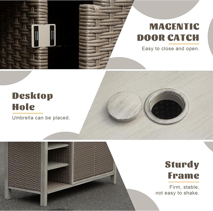 Domi Home Bar Unit，Modern Wicker Outdoor Bar Table - Image 7