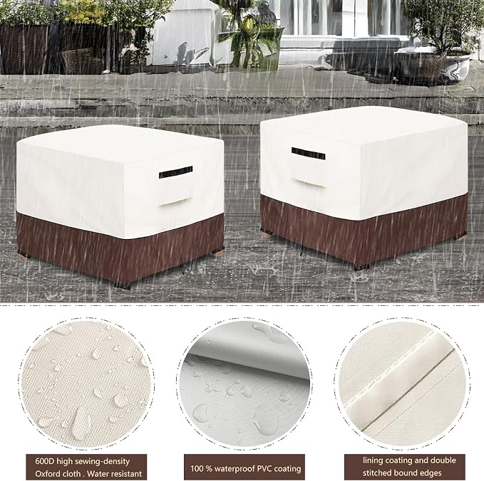 Patio Ottoman Cover, 22W x 22D x 18H inch, Waterproof Square Patio Small Side - Image 3