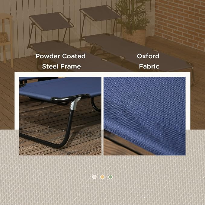 Outsunny Folding Chaise Lounge Pool Lounge Chairs Set of 2, Outdoor Sun Tanning - Image 7