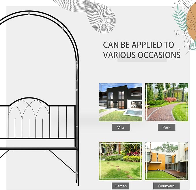 Outsunny Metal Trellis Arbor Arch - Image 5