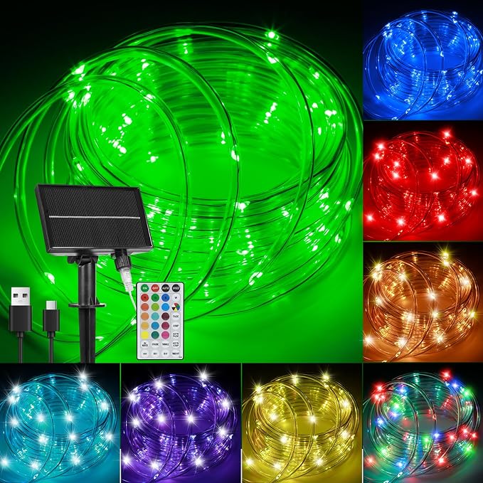 Solar Rope Lights Outdoor Waterproof, 33FT 100LED 18 Colors Changing Outdoor by LHYLDS