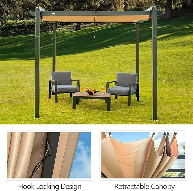 Domi Outdoor Living 10’ X 10’ Outdoor Retractable Pergola - Image 5