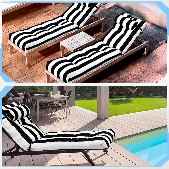 Wenqik Set of 2 Outdoor Chaise Lounge Cushions 76 x 22 x 6 Inch Waterproof - Image 5