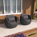 TWT 2 Pieces Patio Furniture Aluminum Armchair, All-Weather Polyester Rope by TWT
