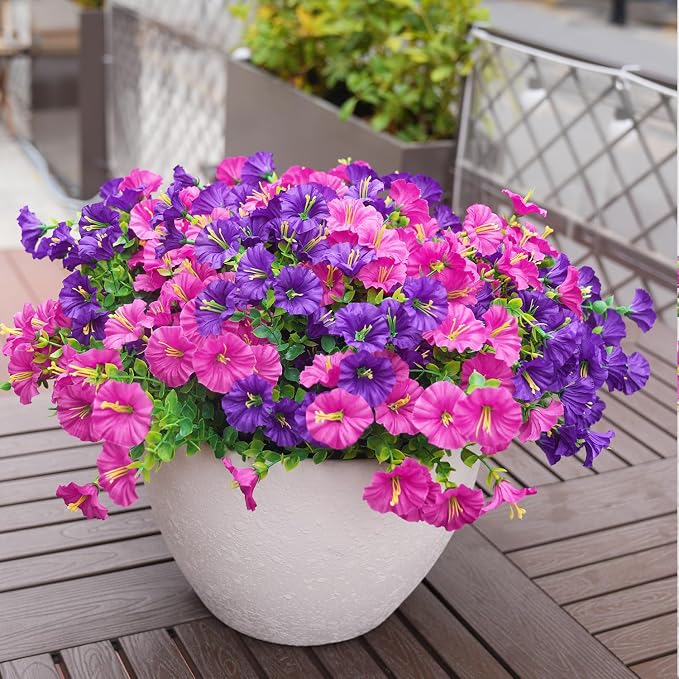 Artificial Flowers for Outdoors, UV Resistant Fake Silk Morning Glory, - Image 8