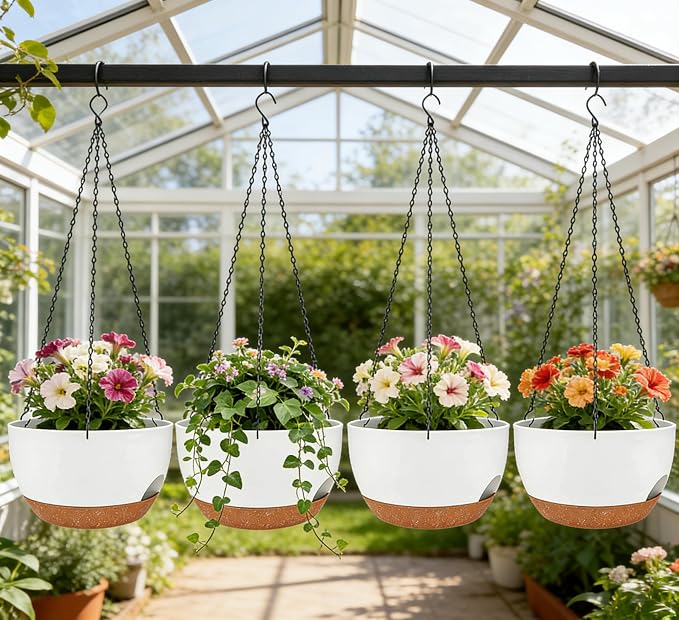 Set of 2-8 Inch Self Watering Hanging Planters - Image 6