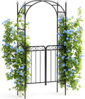 84" Garden Arch Arbor with Gate, Metal Arch Trellis, Garden Archway by GarveeLife