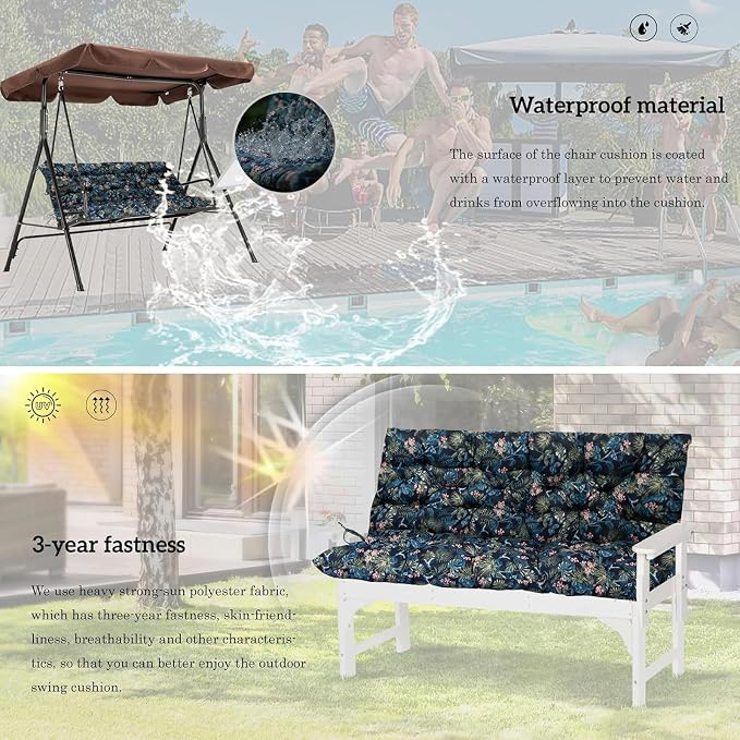 Outside Benches Cushion with Backrest, Thicken Waterproof Swing Cushions 2/3 - Image 5