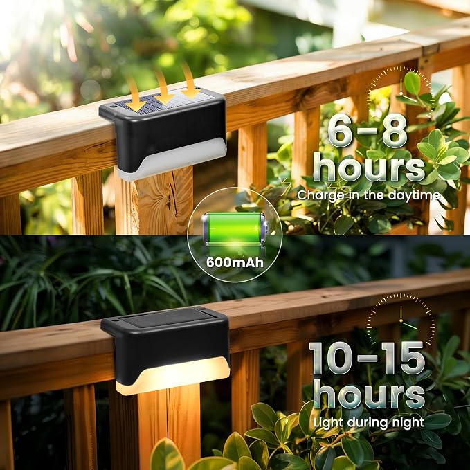 SOLPEX Solar Deck Lights Outdoor, Solar Fence Lights Waterproof LED Step Light - Image 6