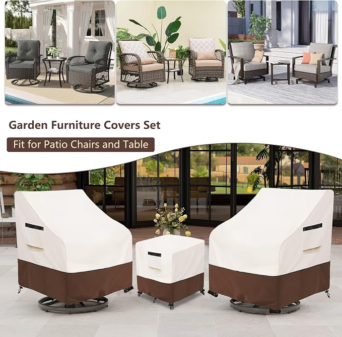 Patio Furniture Set Covers for 3 Piece Outdoor Bistro, Waterproof 100% Outdoor - Image 6